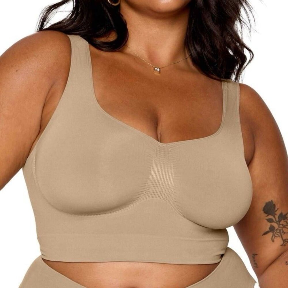Yitty Nearly Naked Shaping Midi Bra 5X Beige Wireless No Padding Plus Size